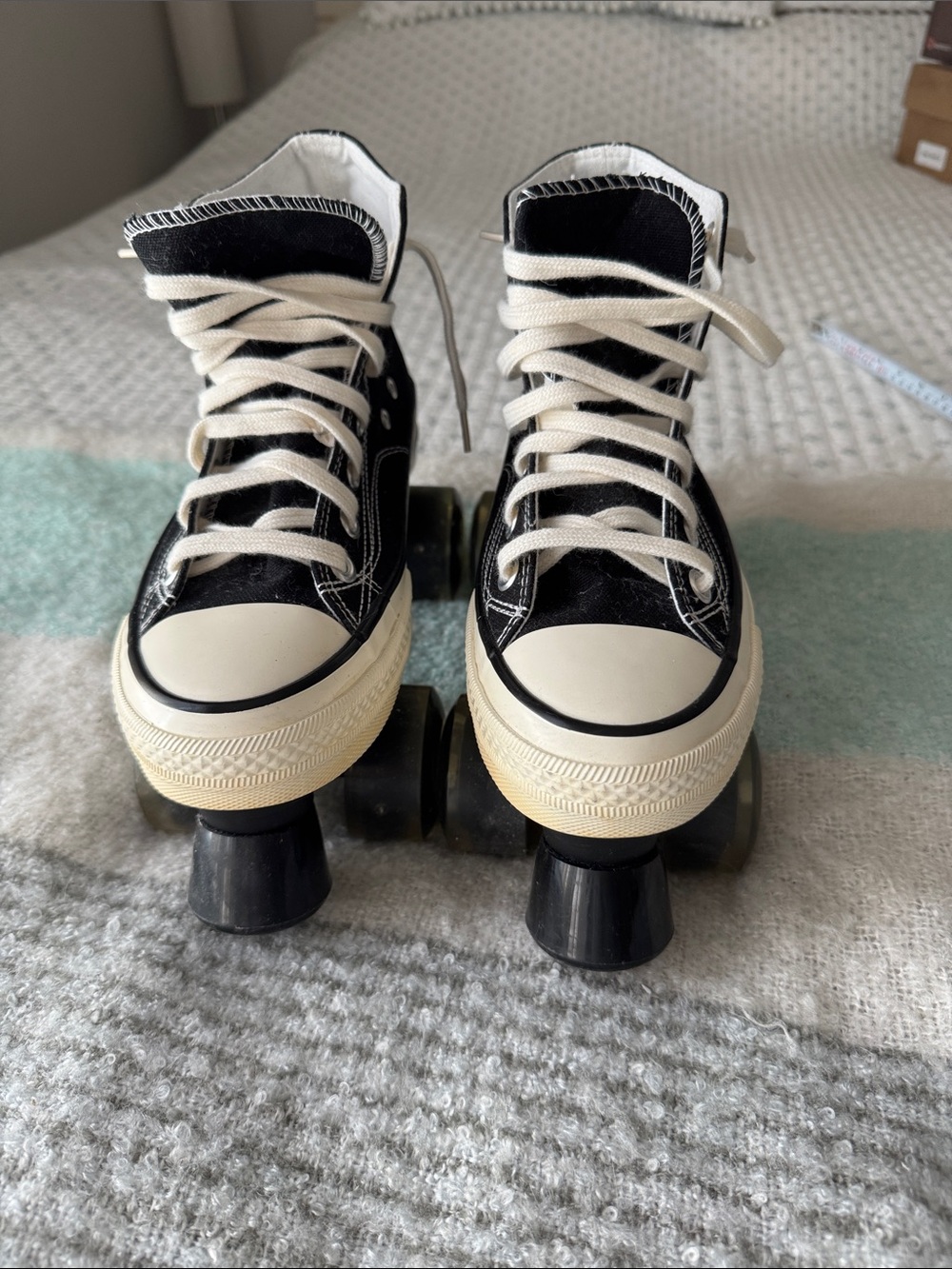 Black High-Top Roller Skate Sneakers with light up wheels